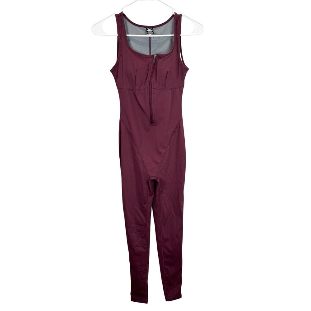 She’s Waisted Women Shape Wear Jumpsuit XS Maroon Nylon Spandex Body Shaper Shes